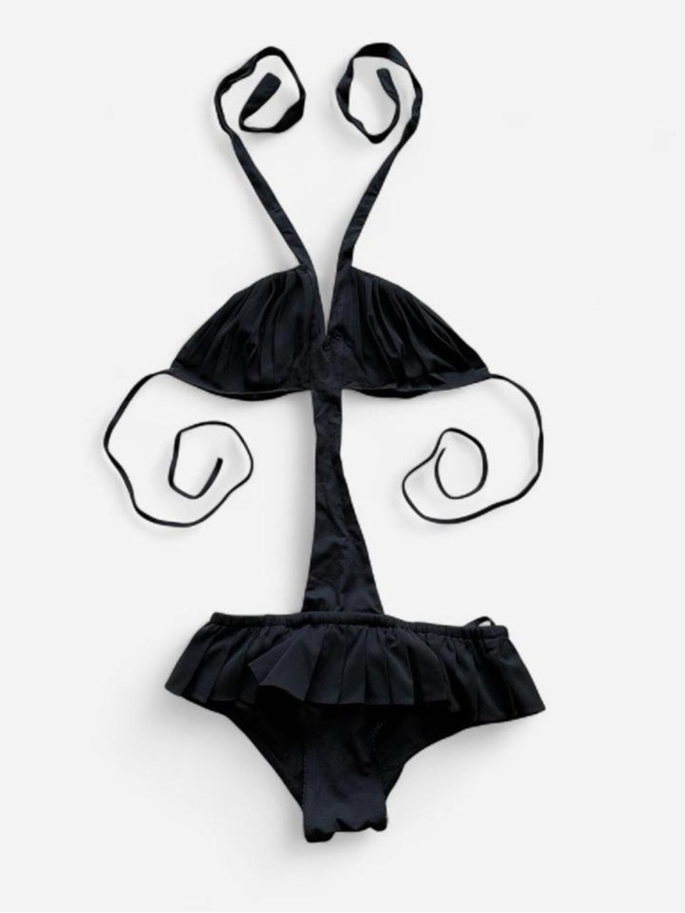 Kiki de Montparnasse black NWT lingerie one piece bodysuit with pleated silk